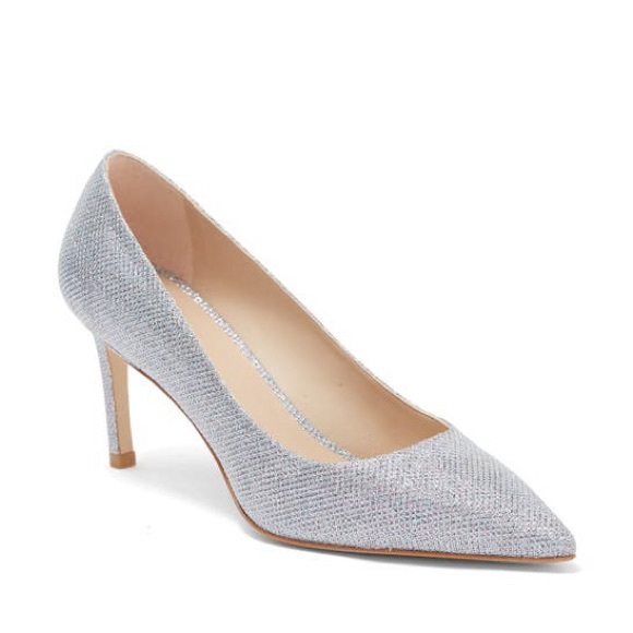 Stuart Weitzman Leigh 75 pump Pointed-Toe Silver Glitter Stiletto